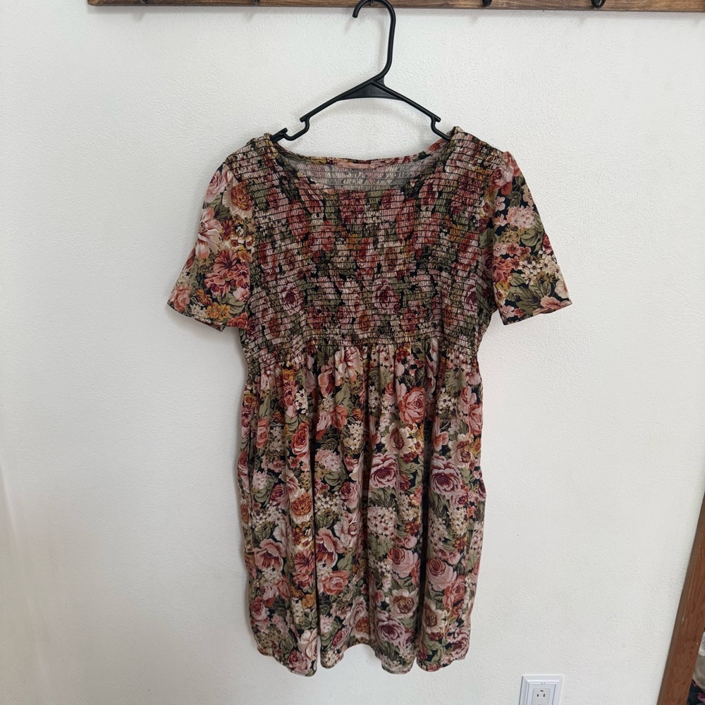Ces Femme Smocked Floral Mini Dress